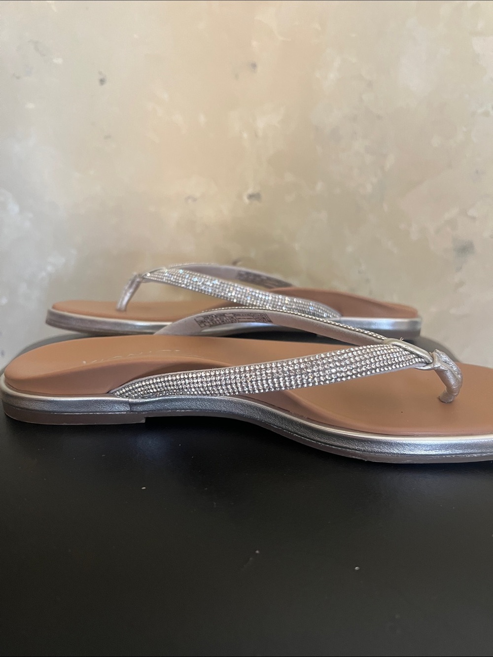 Vionic Silver Rhinestone Toe-Post Sandals - Picture 4 of 5